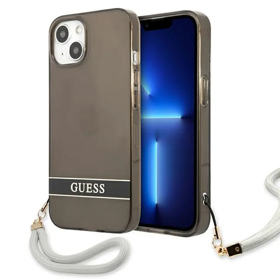 ⁨Guess GUHCP13SHTSGSK iPhone 13 mini 5,4" czarny/black hardcase Translucent Stap⁩ w sklepie Wasserman.eu