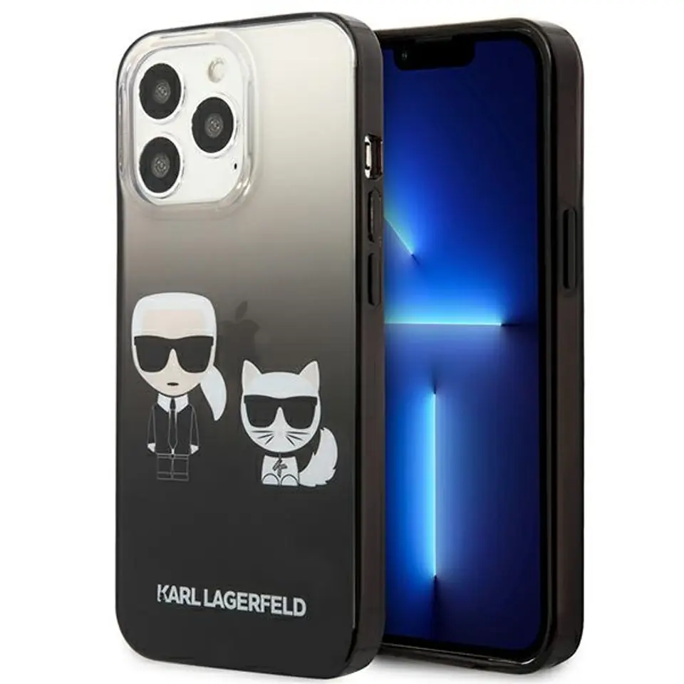 ⁨Karl Lagerfeld KLHCP13LTGKCK iPhone 13 Pro / 13 6.1" hardcase black/black Gradient Ikonik Karl & Choupette⁩ at Wasserman.eu