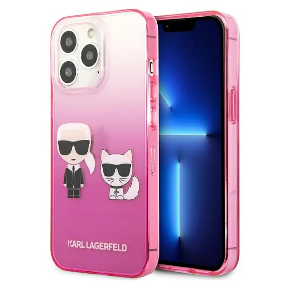 ⁨Karl Lagerfeld KLHCP13LTGKCP iPhone 13 Pro / 13 6.1" hardcase pink/pink Gradient Ikonik Karl & Choupette⁩ at Wasserman.eu