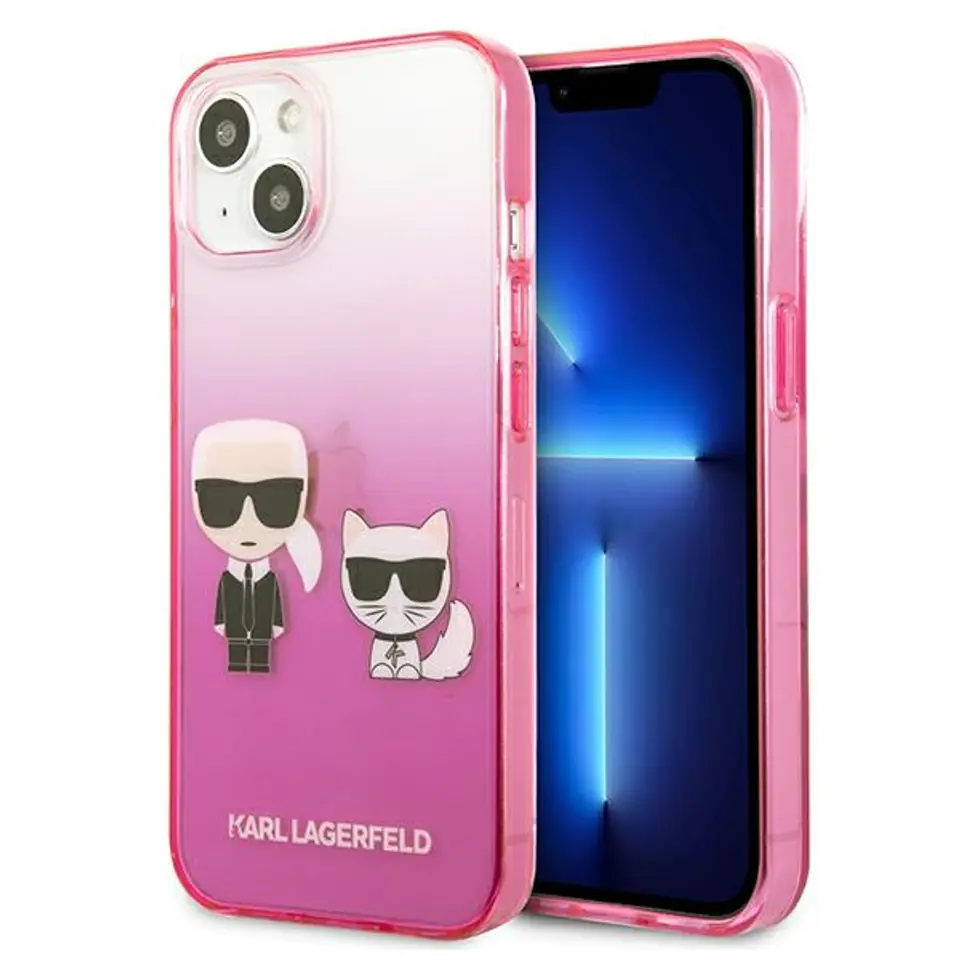 ⁨Karl Lagerfeld KLHCP13STGKCP iPhone 13 mini 5,4" hardcase różowy/pink Gradient Ikonik Karl & Choupette⁩ w sklepie Wasserman.eu