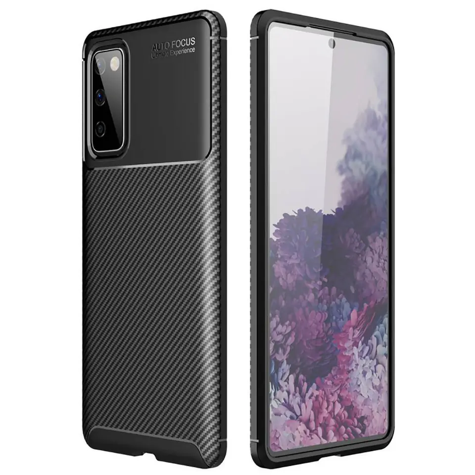 ⁨Etui SAMSUNG GALAXY S20 FE / S20 LITE Pancerne Shockproof Carbon Fiber czarne⁩ w sklepie Wasserman.eu