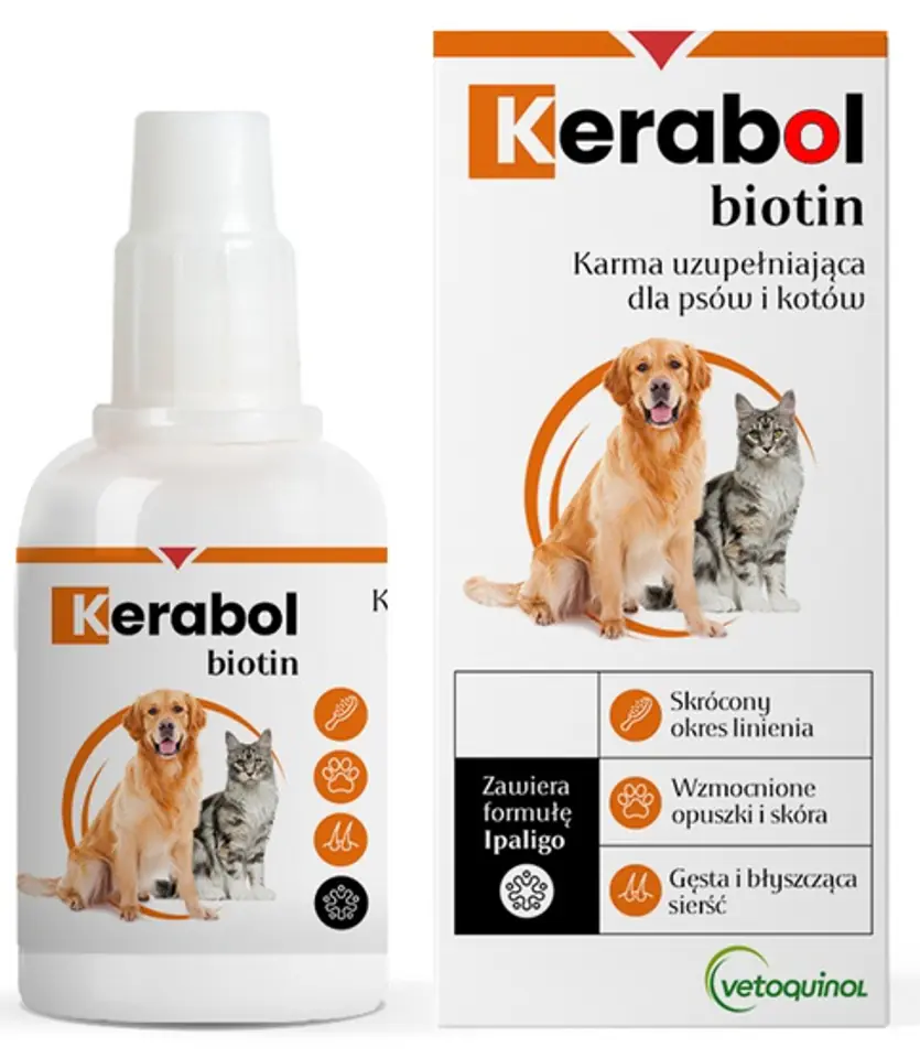 ⁨Vetoquinol Biowet Pet Line Kerabol - krople na poprawę sierści 20ml⁩ w sklepie Wasserman.eu