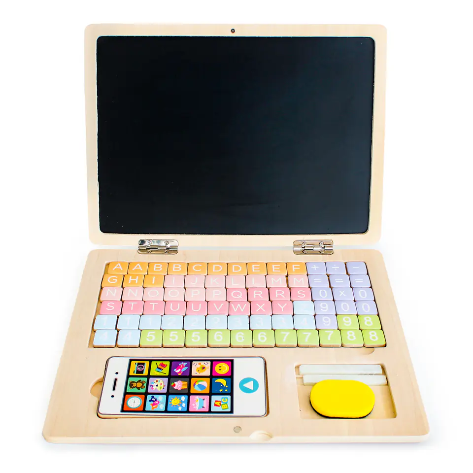 Drewniany laptop edukacyjny tablica magnetyczna ECOTOYS w sklepie Wasserman.eu