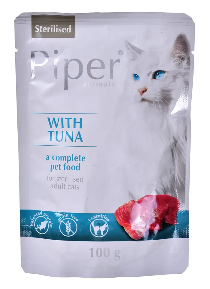 ⁨Dolina Noteci Piper Animals Sterilised with tuna - wet food for sterilised cats - 100g⁩ at Wasserman.eu