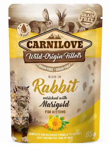 ⁨CARNILOVE CAT POUCH Nasses Katzenfutter Kaninchen, Ringelblume 85 g⁩ im Wasserman.eu