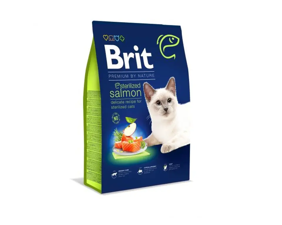 ⁨BRIT Dry Premium by Nature Sterilized z łososiem - sucha karma dla kotów - 1,5kg⁩ w sklepie Wasserman.eu