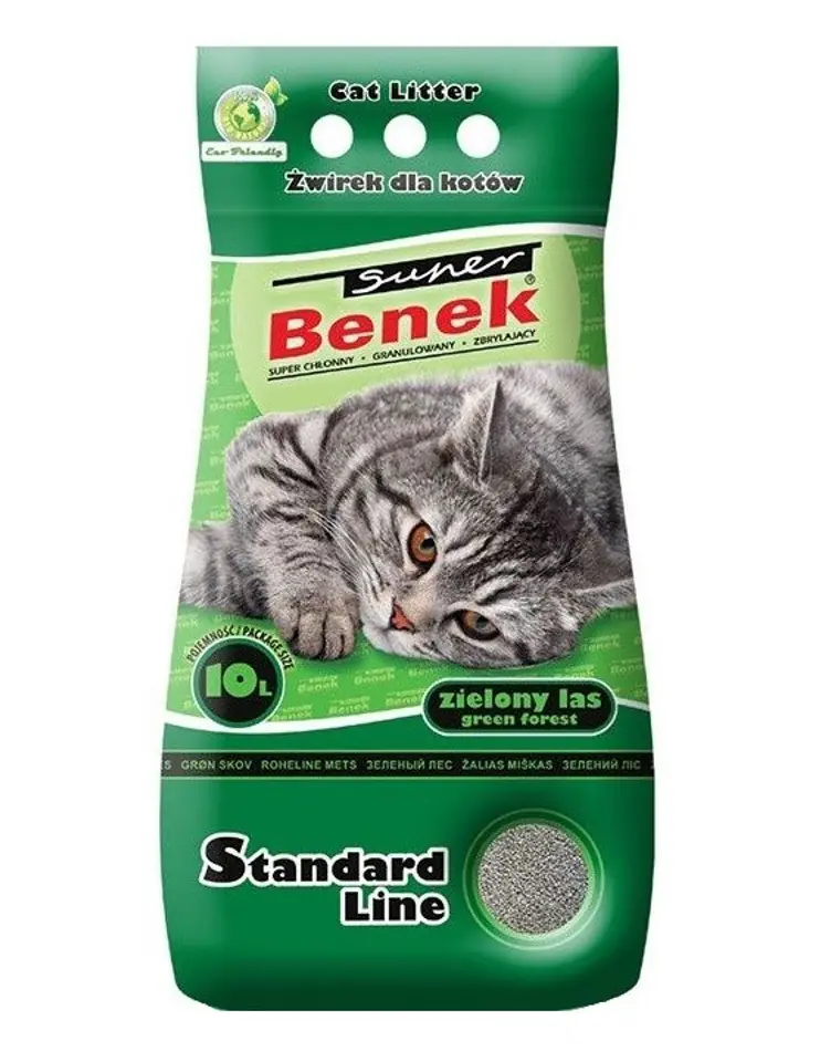 ⁨SUPER BENEK STANDARD Cat litter Bentonite grit Green forest 10 l⁩ at Wasserman.eu