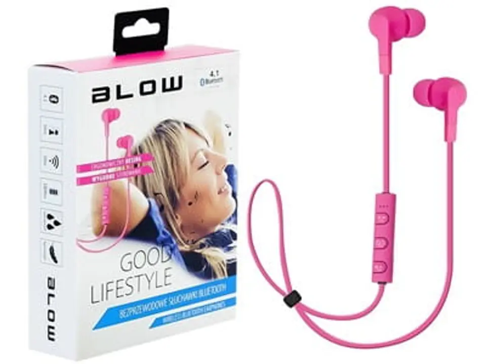 ⁨Słuchawki BLOW 32-775  Bluetooth 4.1 różowe⁩ w sklepie Wasserman.eu