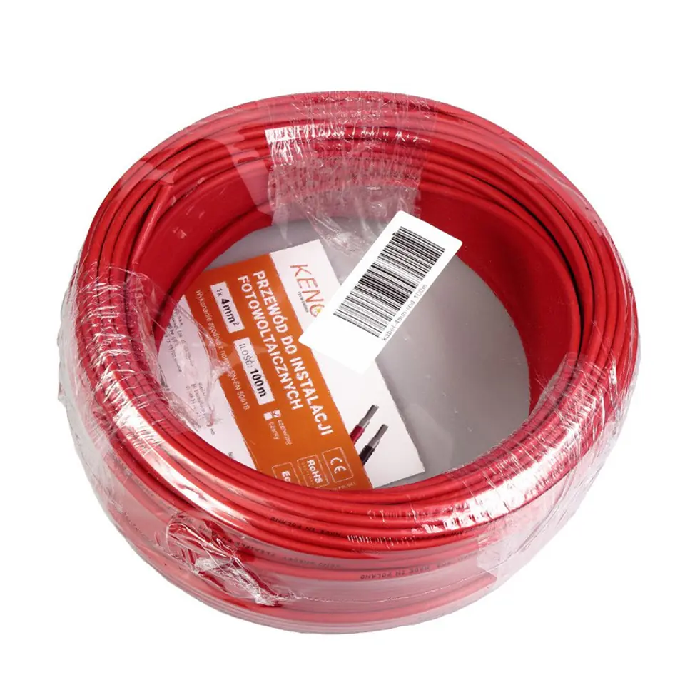 Kabel solarny 4 mm /czerwony / odcinek 100 m w sklepie Wasserman.eu