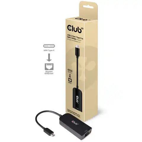 ⁨Adapter Club3D CAC-1520 (USB 3.2 Type C to Rj45 2.5 Gigabit LAN Ethernet Cable)⁩ w sklepie Wasserman.eu
