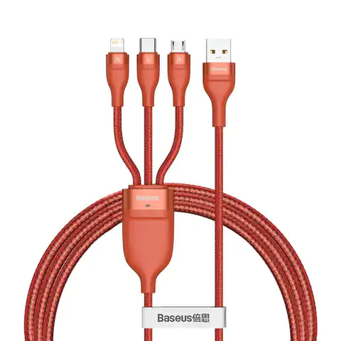 ⁨USB Cable 3in1 Baseus Flash Series, micro USB / Lightning / USB-C, 5A, 1.2m (orange)⁩ at Wasserman.eu