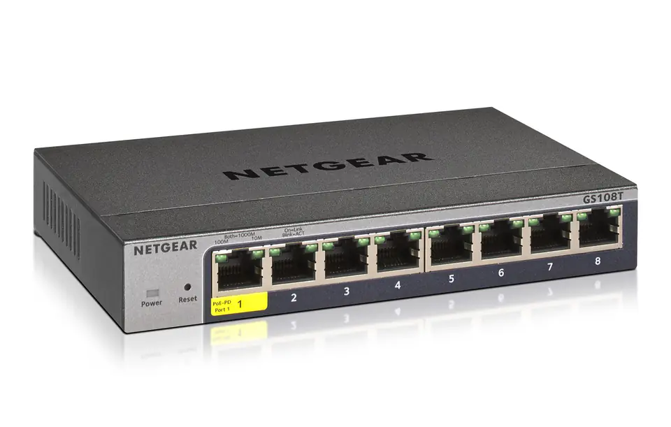 ⁨NETGEAR GS108Tv3 Managed L2 Gigabit Ethernet (10/100/1000) Grey⁩ at Wasserman.eu