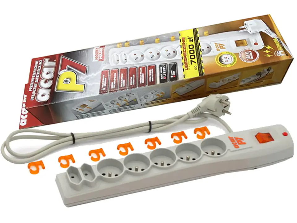 ⁨Acar surge protector (7 sockets, 3 m, gray)⁩ at Wasserman.eu