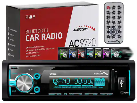 ⁨Audiocore AC9720 ISO Bluetooth Mehrfarbiges MP3 / WMA / USB / RDS / SD-Radio⁩ im Wasserman.eu