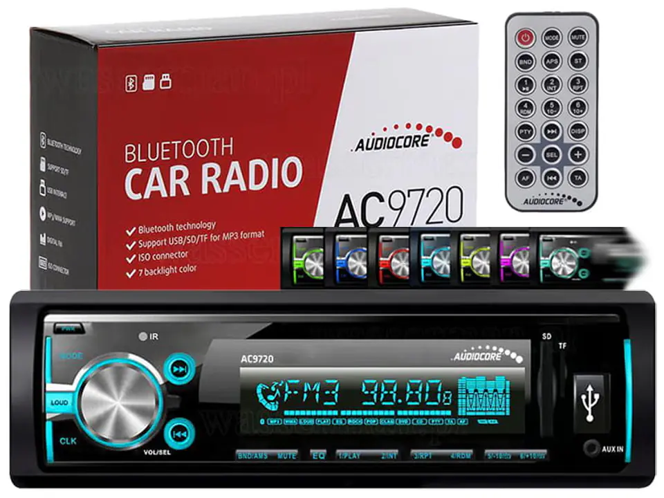 Audiocore AC9720 ISO Bluetooth Mehrfarbiges MP3 / WMA / USB / RDS / SD-Radio im Wasserman.eu