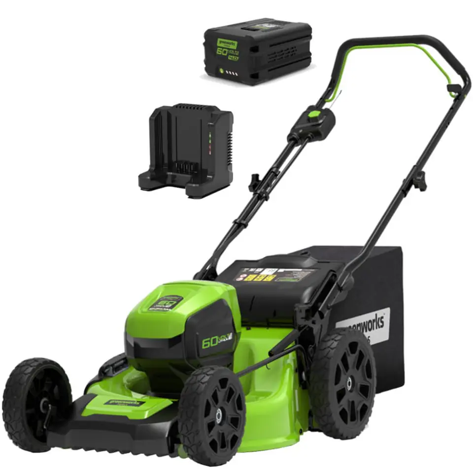 ⁨Cordless mower 60V 4Ah 46 cm Greenworks GD60LM46HPK4  - 2502807UB⁩ at Wasserman.eu