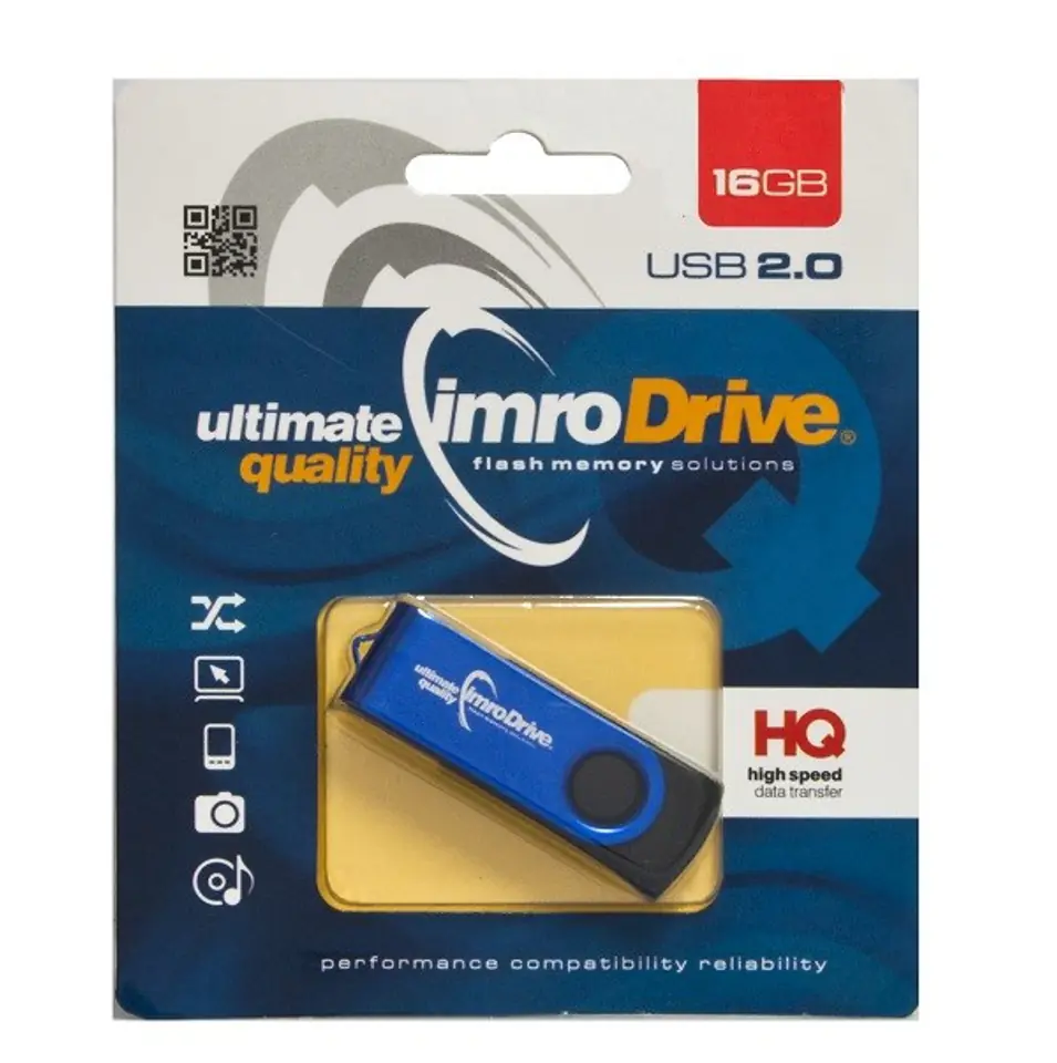 ⁨Pendrive IMRO AXIS/16GB USB (16GB; USB 2.0; kolor niebieski)⁩ w sklepie Wasserman.eu