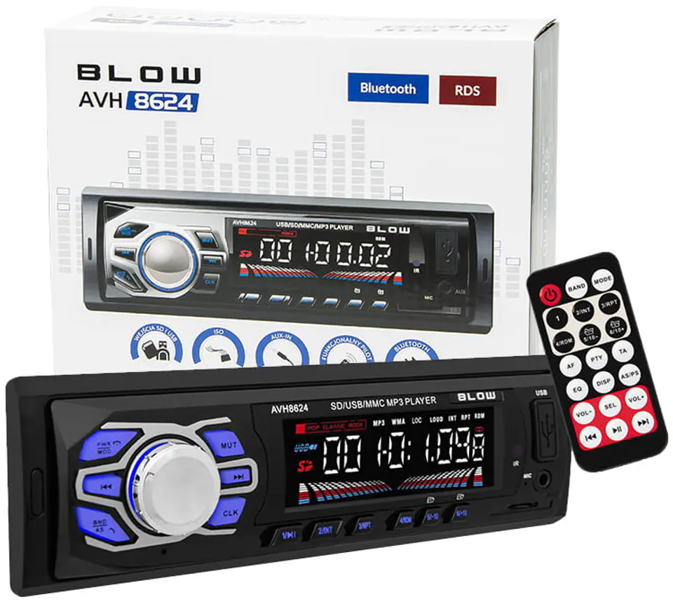 ⁨Radio samochodowe Blow AVH-8624 MP3/BT/USB/SD/AUX⁩ w sklepie Wasserman.eu