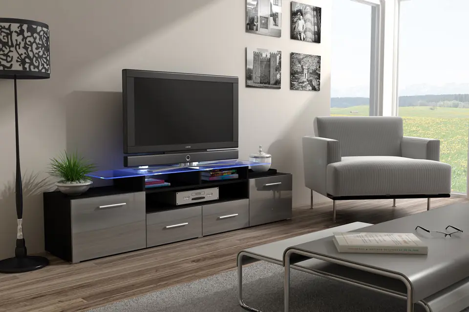 ⁨Cama TV stand EVORA 200 black/grey gloss⁩ at Wasserman.eu