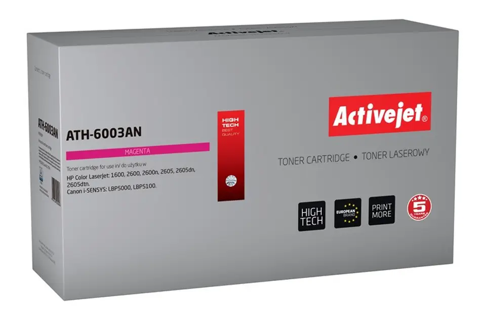 ⁨Activejet ATH-6003AN Toner (replacement for HP 124A Q6003A, Canon CRG-707M; Premium; 2000 pages; Magenta)⁩ at Wasserman.eu