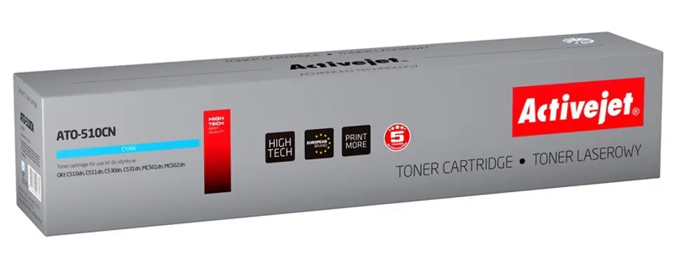 ⁨Activejet ATO-510CN Toner (zamiennik OKI 44469724; Supreme; 5000 stron; niebieski)⁩ w sklepie Wasserman.eu