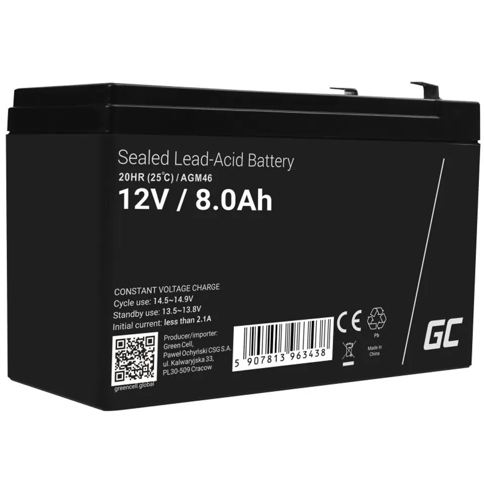 ⁨GREEN CELL GEL BATTERY AGM46 12V 8AH⁩ at Wasserman.eu