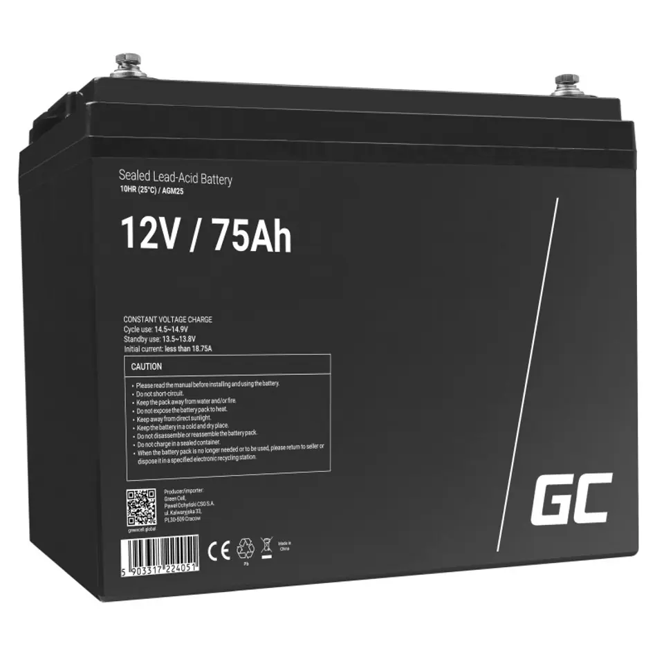 ⁨Green Cell AGM25 UPS battery Sealed Lead Acid (VRLA) 12 V 75 Ah⁩ at Wasserman.eu