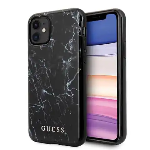 ⁨Guess Marble - Etui iPhone 11 (czarny)⁩ w sklepie Wasserman.eu