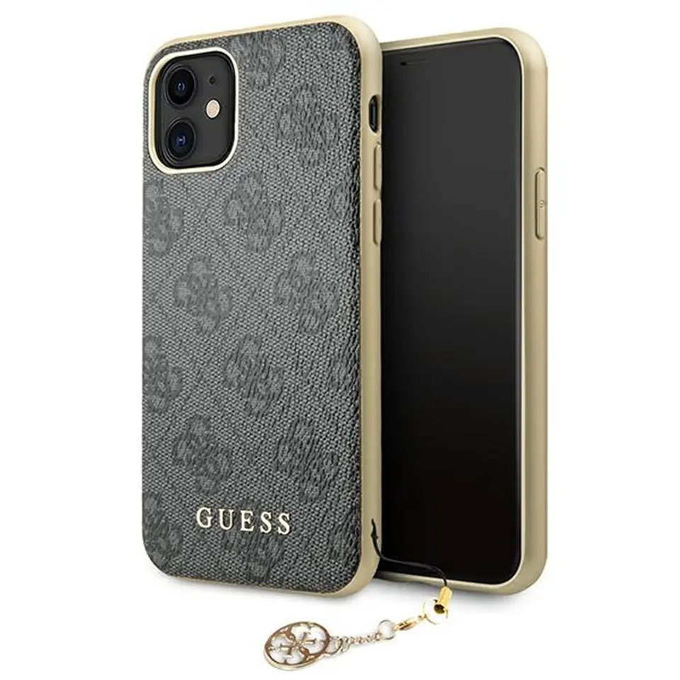 ⁨Guess GUHCN61GF4GGR iPhone 11 6,1" / Xr grey/grey hard case 4G Charms Collection⁩ at Wasserman.eu