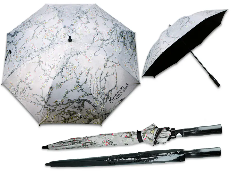 ⁨Automatic umbrella - V. van Gogh, Almond tree, gray (CARMANI)⁩ at Wasserman.eu