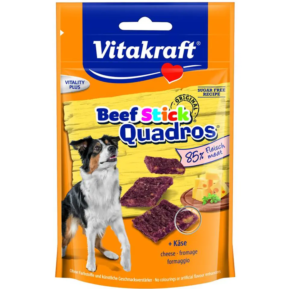⁨VITAKRAFT BEEF STICK QUADROS delicacy with cheese for dog 70g⁩ at Wasserman.eu
