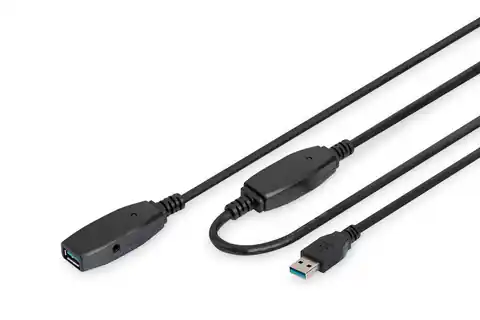 ⁨Kabel przedłużający USB 3.0 SuperSpeed Typ USB A/USB A M/Ż aktywny 15m Czarny⁩ w sklepie Wasserman.eu