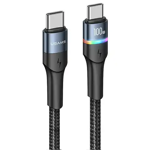 ⁨USAMS Kabel pleciony U76 USB-C na USB-C 100W PD Fast Charging 1.2m czarny/black SJ537USB01(US-SJ537)⁩ w sklepie Wasserman.eu