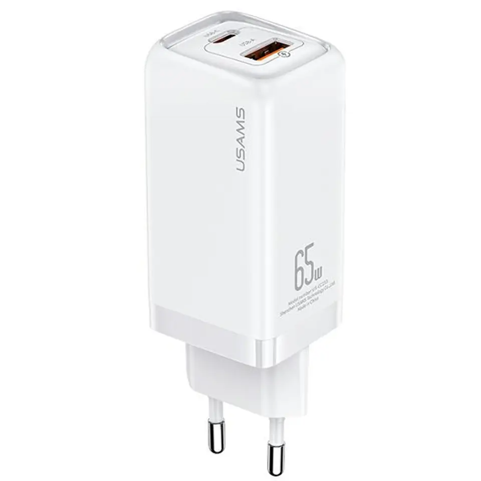 ⁨USAMS Ład. siec. 1xUSB-C+1xUSB T47 65W PD Fast Charging Super Si biały/white CC153TC02  (US-CC153)⁩ w sklepie Wasserman.eu