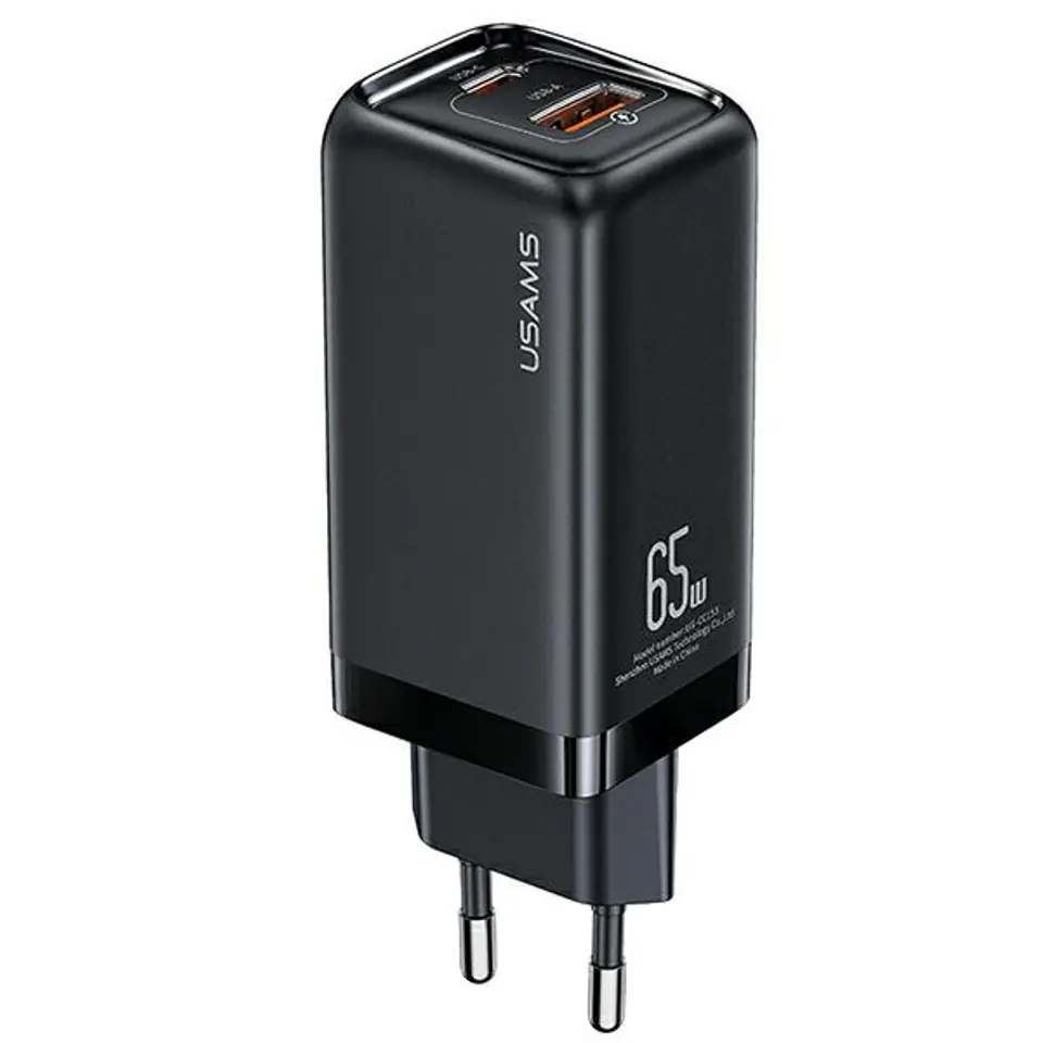 ⁨USAMS Order. mow. 1xUSB-C+1xUSB T47 65W PD Fast Charging Super Si black/black CC153TC01 (US-CC153)⁩ at Wasserman.eu