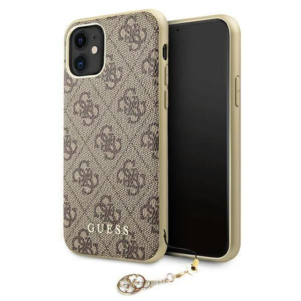 ⁨Oryginalne Etui IPHONE 11 Guess Hard Case 4G Charms Collection (GUHCN61GF4GBR) brązowe⁩ w sklepie Wasserman.eu