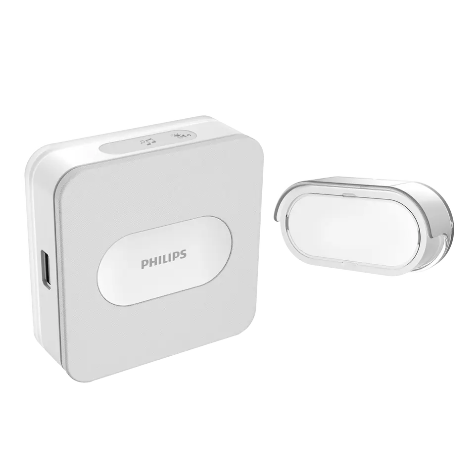 Philips WelcomeBell Plugin dzwonek bezprzewodowy, 4 melodie, ładowarka USB, zakres działania max. 300m w sklepie Wasserman.eu