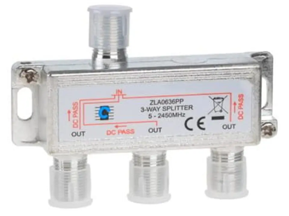 ⁨ZLA0636PP Splitter 3way 5-2450MHz power pass⁩ at Wasserman.eu