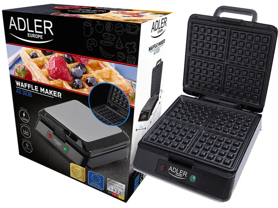 ⁨Waffle maker 1300W Adler AD 3036 for 4 waffles⁩ at Wasserman.eu