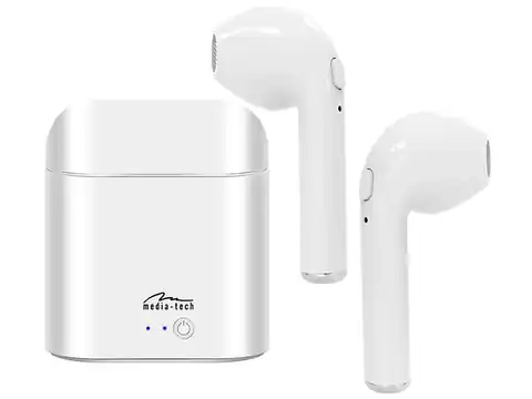 ⁨Słuchawki bezprzewodowe douszne Media-Tech MT3589 (biały)⁩ w sklepie Wasserman.eu