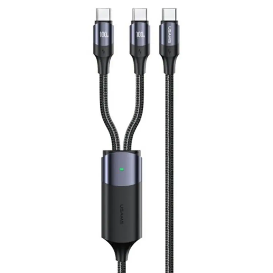 ⁨USAMS Cable U71 2xUSB-C to USB-C 1,2m 100W PD Fast Charge black/black SJ551USB01 (US-SJ551)⁩ at Wasserman.eu