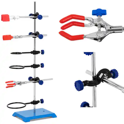 ⁨Tripod laboratory stand equipped with 3 rings 3 handles⁩ at Wasserman.eu
