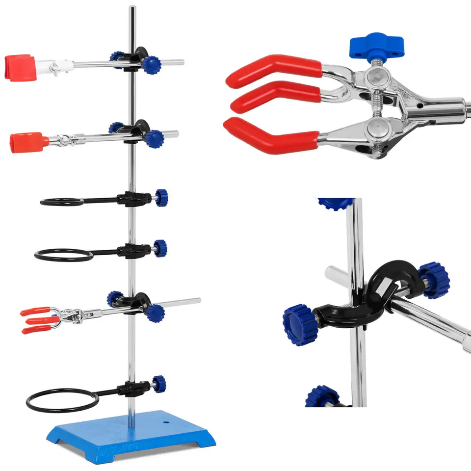 ⁨Statyw stojak laboratoryjny z wyposażeniem 3 pierścienie 3 uchwyty⁩ w sklepie Wasserman.eu