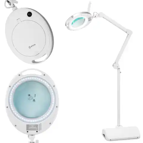⁨Lampa lupa kosmetyczna ze szkłem powiększającym na stojaku 5 dpi 60x LED śr. 127 mm⁩ w sklepie Wasserman.eu