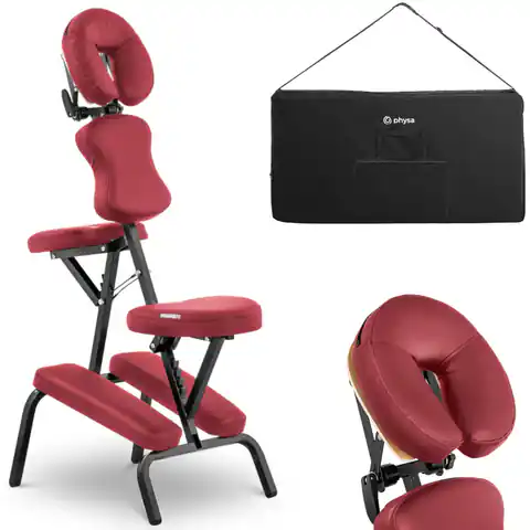 ⁨Krzesło do masażu tatuażu przenośne składane Montpellier Red do 130 kg czerwone⁩ w sklepie Wasserman.eu