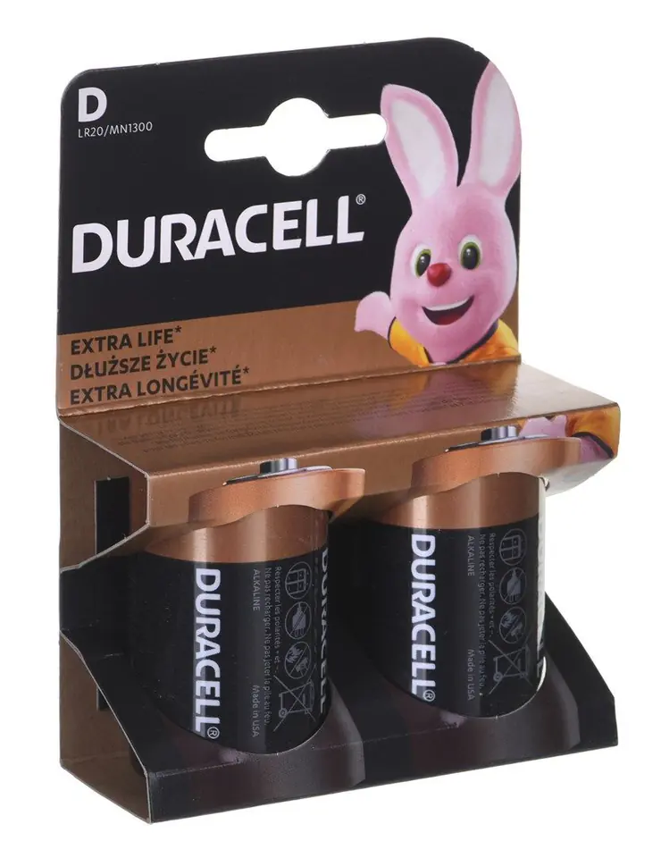 ⁨Zestaw baterii alkaliczne Duracell (x 2)⁩ w sklepie Wasserman.eu