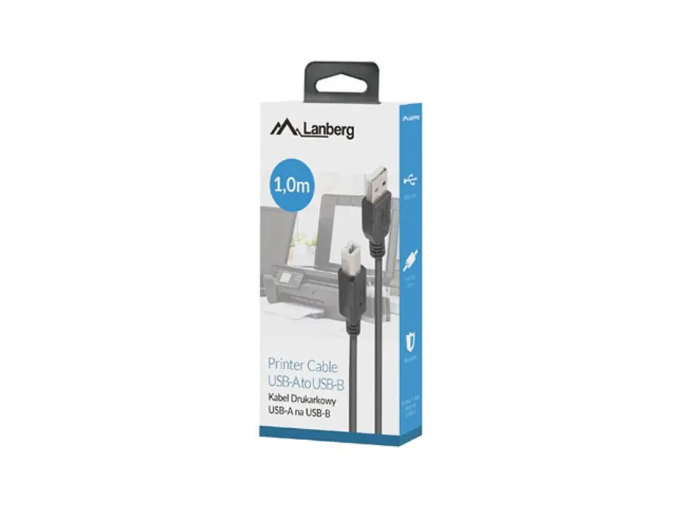 ⁨Lanberg CA-USBA-15CU-0010-BK kabel USB 1m 2.0 USB A->USB-B Black⁩ at Wasserman.eu