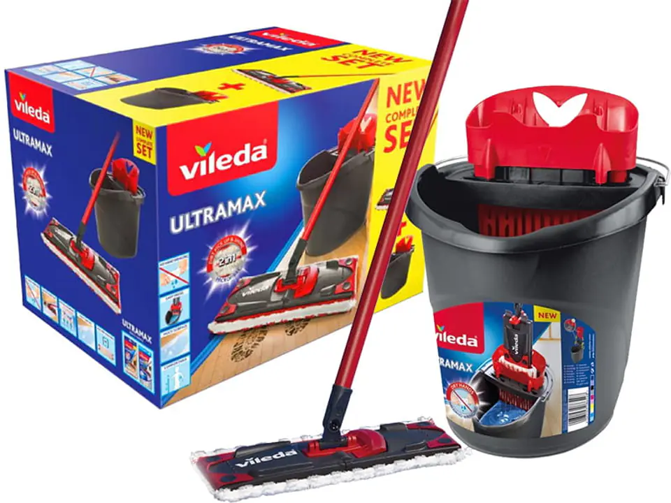 ⁨Mop płaski Vileda Zestaw Ultramax box 155737⁩ w sklepie Wasserman.eu