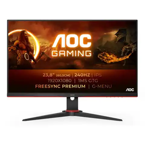 ⁨AOC G2 24G2ZE/BK LED display 60.5 cm (23.8") 1920 x 1080 pixels Full HD Black, Red⁩ at Wasserman.eu