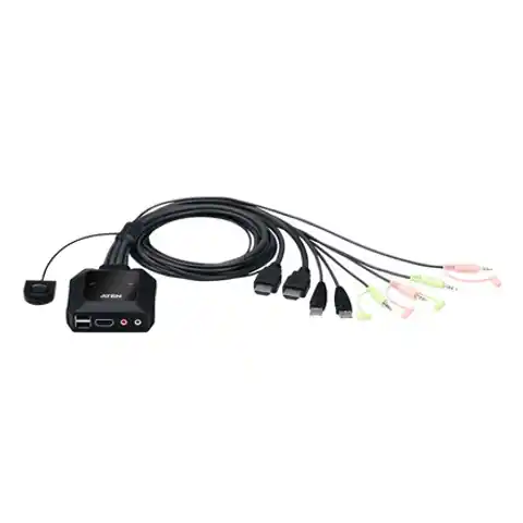 ⁨2-Port USB 4K HDMI Cable KVM Switch with Remote Port Selector⁩ at Wasserman.eu